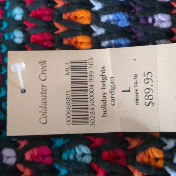 Coldwater Creek NWT Holiday Brights Festive  Cardigan     L - Picture 4 of 4